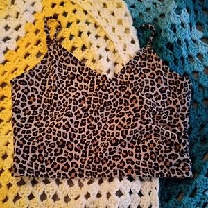 Divided Leopard Print Cami - Brown and Black